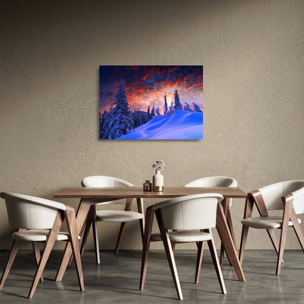 Sklenený obraz - Zimný súmrak (70x50 cm)