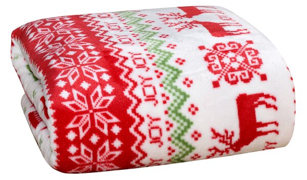 Biela vianočná mikroplyšová deka CHRISTMAS JOY Rozmer: 200 x 220 cm