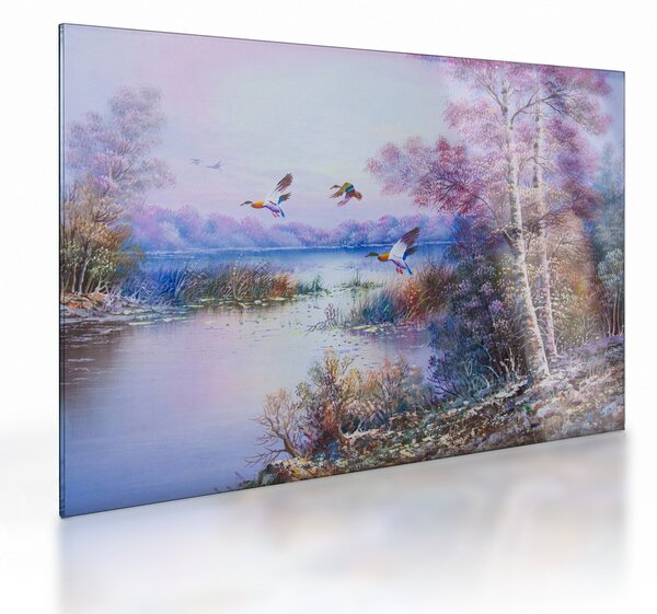 Sklenený obraz - Prichádza jeseň, olejomaľba (70x50 cm)