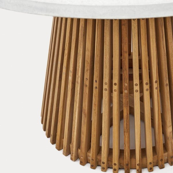 MUZZA Záhradný jedálenský stôl faluca Ø 120 cm biely/prírodný