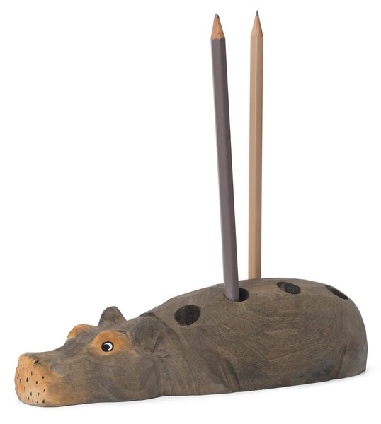 Drevený stojanček na ceruzky Hippo Hand Carved