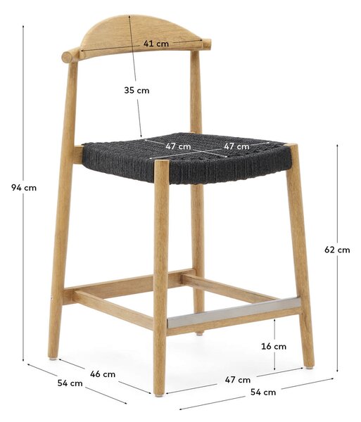 MUZZA Barová stolička glynis 62 cm prírodná/čierna