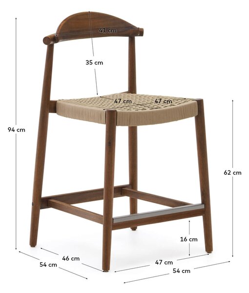 MUZZA Barová stolička glynis 62 cm orech