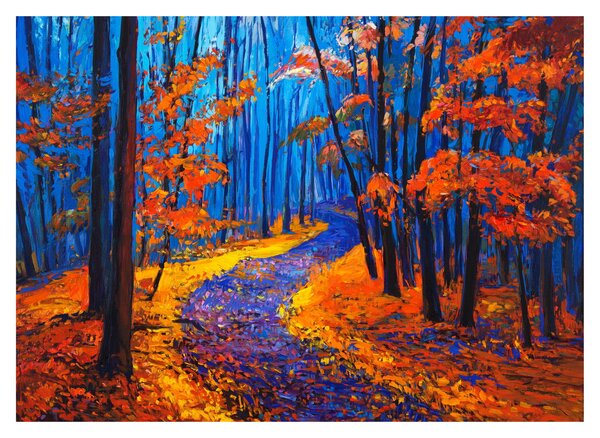 Sklenený obraz jesenného lesa (70x50 cm)