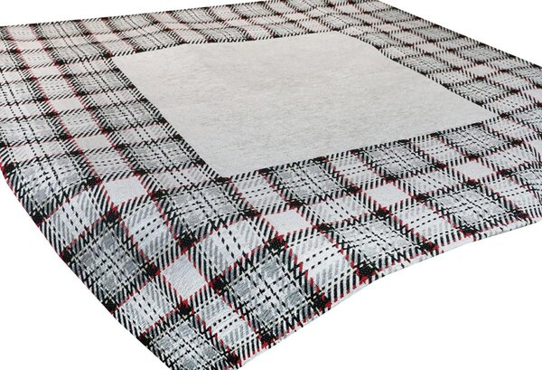 Gobelínový ženilkový obrus na stôl Tartan béžový 90x90 cm Chenille IT025 Farba Béžová Rozmery 90x90 cm