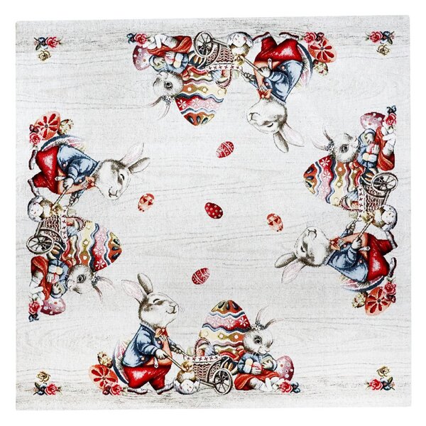 Veľkonočný gobelínový obrus na stôl Zajačik 90x90 cm Chenille IT116 Farba Viacfarebná Rozmery 90x90 cm