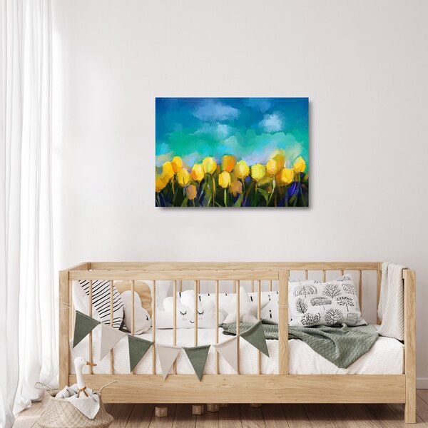 Sklenený obraz žltých tulipánov (70x50 cm)