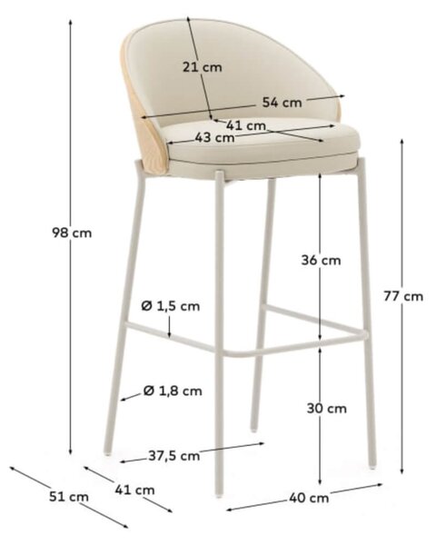 MUZZA Barová stolička meya 77 cm biela
