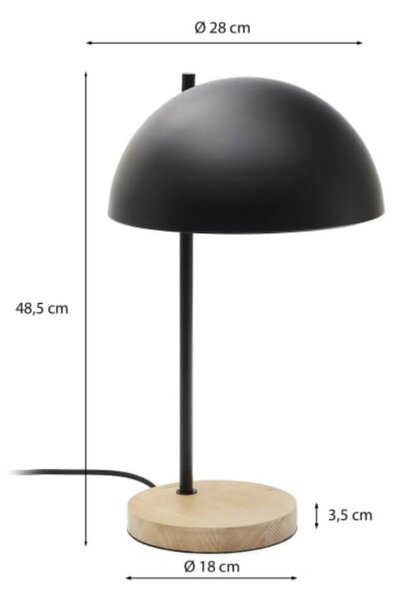 MUZZA Stolná lampa larta 48 cm čierna