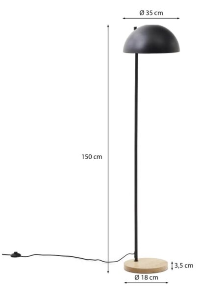 MUZZA Stojacia lampa larta 150 cm čierna
