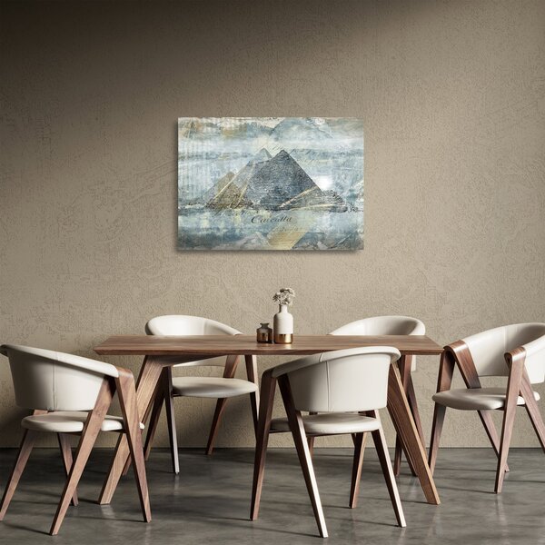 Sklenený obraz - Pyramídy v modrom filtri (70x50 cm)