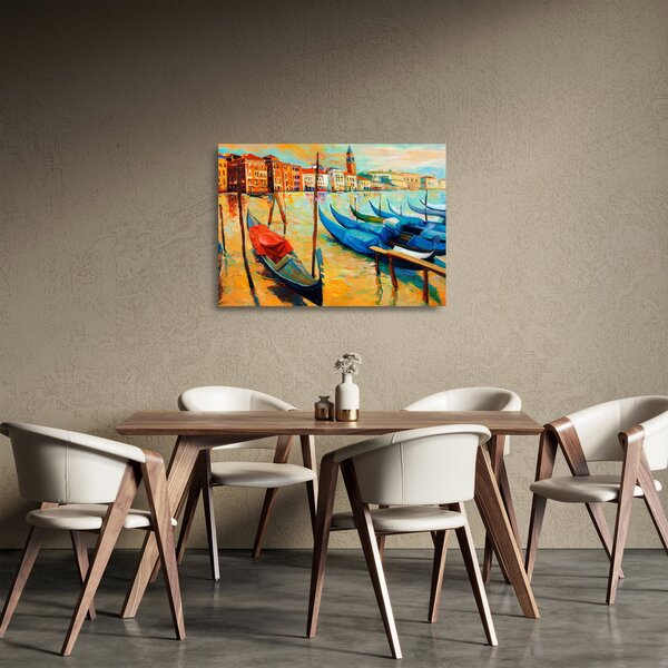 Sklenený obraz - Prístav v Benátkach (70x50 cm)