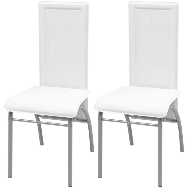 Jedálenské stoličky 2 ks biele umelá koža