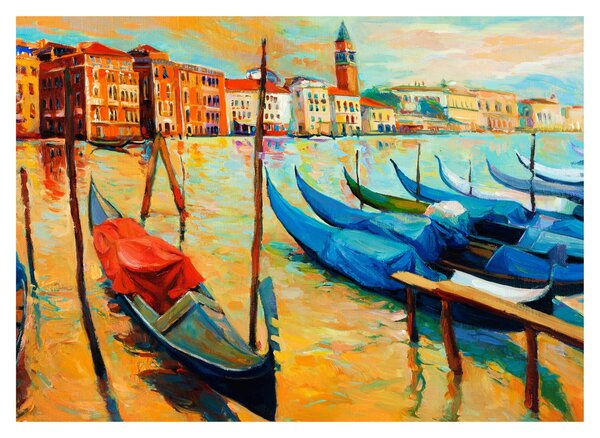 Sklenený obraz - Prístav v Benátkach (70x50 cm)