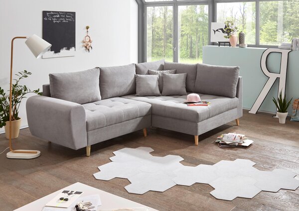 ROHOVÁ SEDAČKA, textil, kompozitné drevo, svetlosivá MID.YOU - Sedačky, Online Only