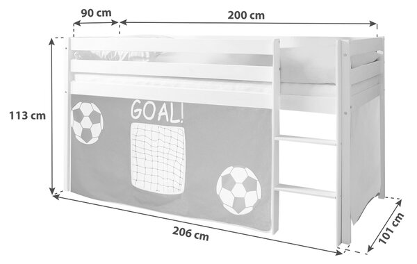 VYVÝŠENÁ POSTEĽ, 90/200 cm zelená, biela MID.YOU - Detské izby, Online Only