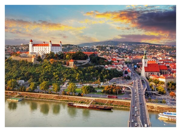 Sklenený obraz - Panorama Bratislavy, Slovensko (70x50 cm)