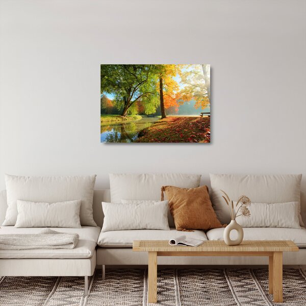 Sklenený obraz - Pokojná jesenná krajina (70x50 cm)