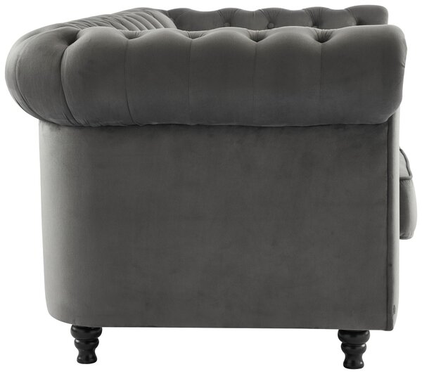 SEDAČKA CHESTERFIELD, drevo, textil, sivá, čierna Xora - Sedačky