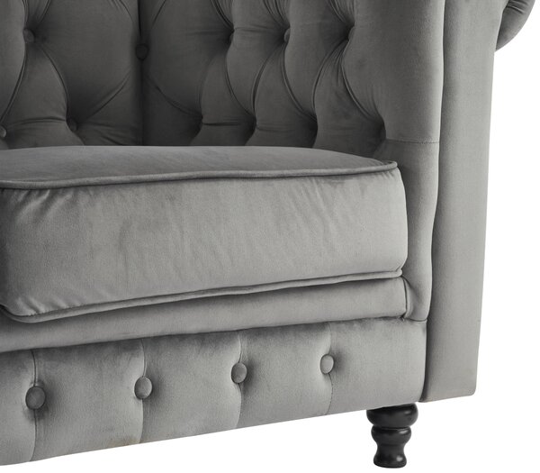 SEDAČKA CHESTERFIELD, drevo, textil, sivá, čierna Xora - Sedačky