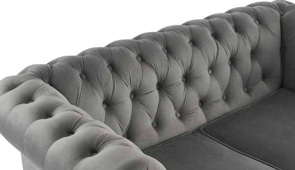SEDAČKA CHESTERFIELD, drevo, textil, sivá, čierna Xora - Sedačky