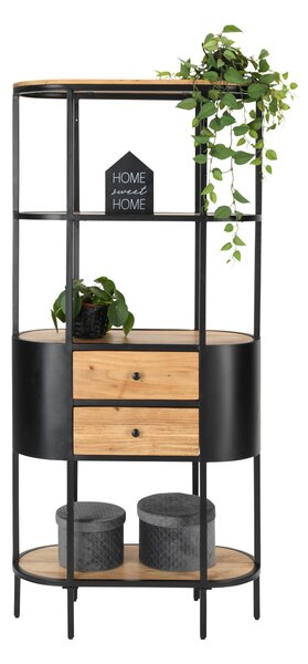 STOJACÍ REGÁL, čierna, farba akácie, železo, akácia, 78/172/36 cm Ambia Home - Regály