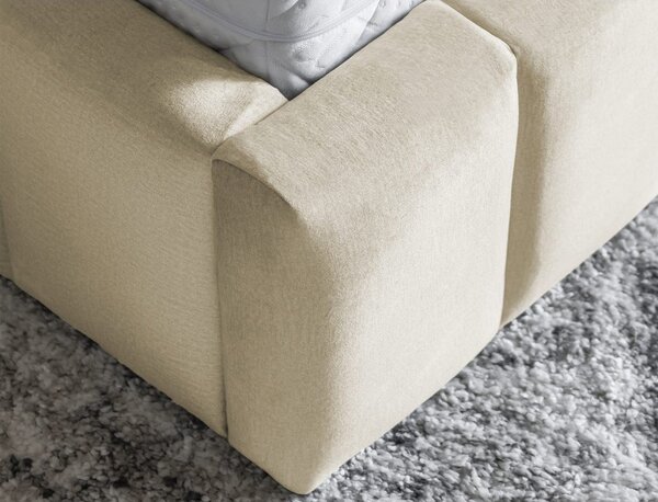 Béžová čalúnená dvojlôžková posteľ s úložným priestorom s roštom 160x200 cm Lamica – ELTAP