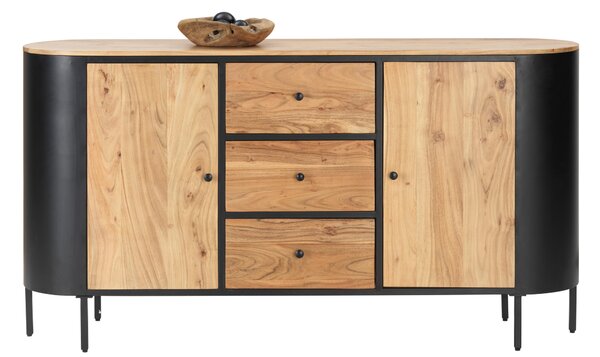 ŠIROKÁ KOMODA, akácia, čierna, farba akácie, 170/90/40 cm Ambia Home - Komody