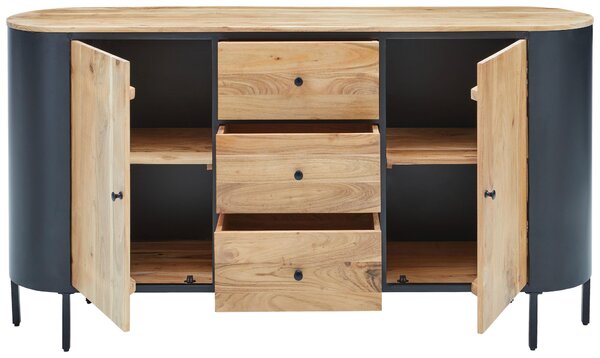 ŠIROKÁ KOMODA, akácia, čierna, farba akácie, 170/90/40 cm Ambia Home - Komody