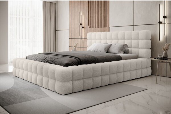 Biela čalúnená dvojlôžková posteľ s úložným priestorom s roštom 140x200 cm Dizzle – ELTAP