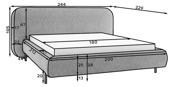 Béžová čalúnená dvojlôžková posteľ s úložným priestorom s roštom 180x200 cm Pointt – ELTAP