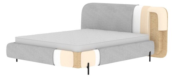 Béžová čalúnená dvojlôžková posteľ s úložným priestorom s roštom 180x200 cm Pointt – ELTAP