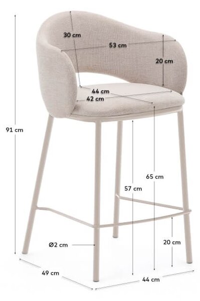 MUZZA Barová stolička naiam 65 cm béžová