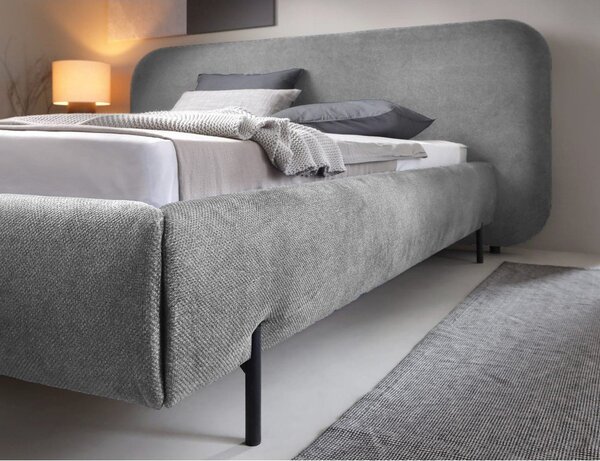 Sivá čalúnená dvojlôžková posteľ s úložným priestorom s roštom 140x200 cm Pointt – ELTAP
