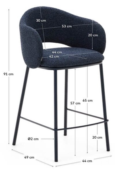MUZZA Barová stolička naiam 65 cm tmavomodrá