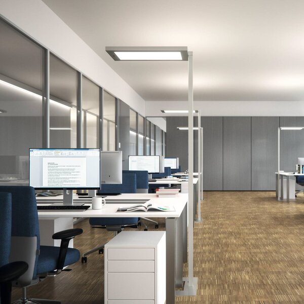 Waldmann LED stojacia lampa Lavigo Core DPS 12500/840/R/G1, biela, senzor, Biela / opálová, Pracovňa / Kancelária, kov, Moderný, Zemné bodové svetlo