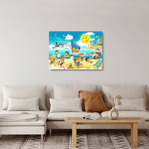 Sklenený obraz - Deň na pláži (70x50 cm)