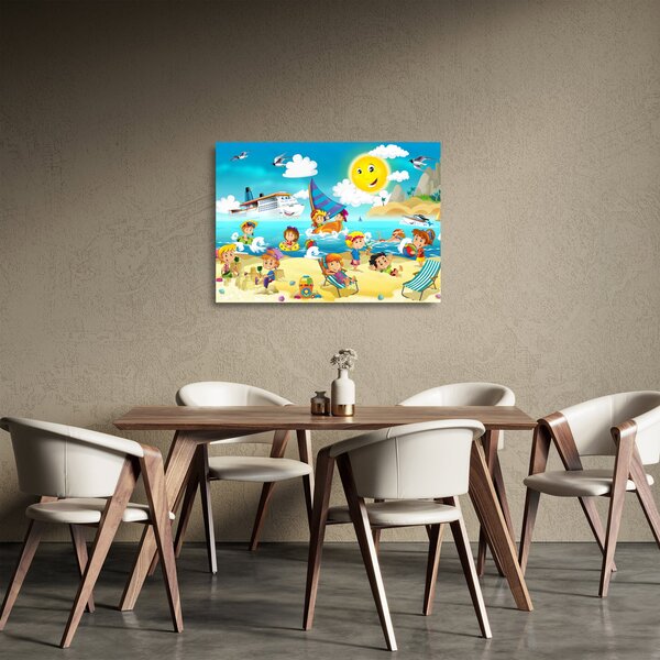 Sklenený obraz - Deň na pláži (70x50 cm)