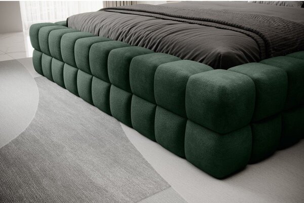 Tmavozelená čalúnená dvojlôžková posteľ s úložným priestorom s roštom 180x200 cm Dizzle – ELTAP