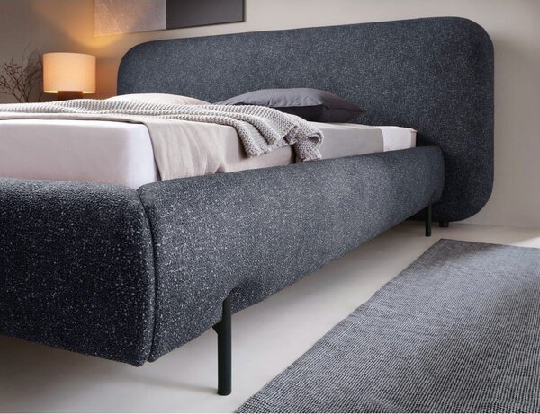 Modrá čalúnená dvojlôžková posteľ s úložným priestorom s roštom 140x200 cm Pointt – ELTAP
