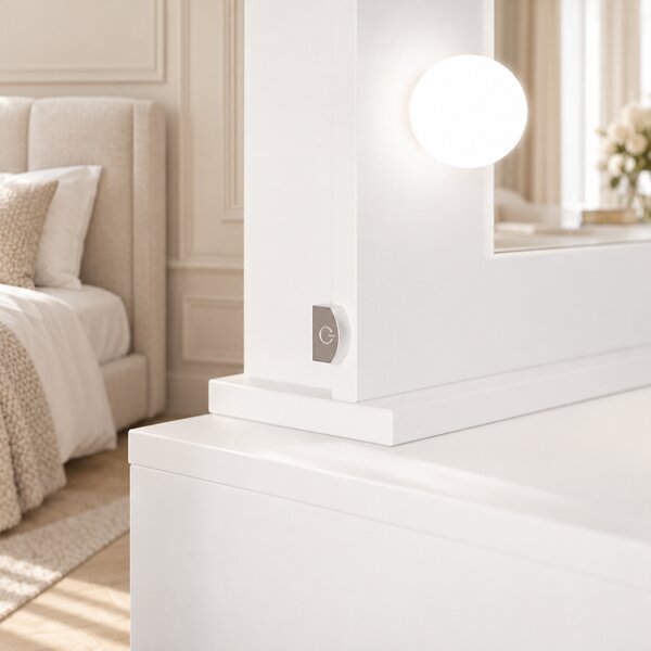 TOALETNÝ STOLÍK ANETT II BIELY MATNÝ + ZRKADLO LED 110 cm