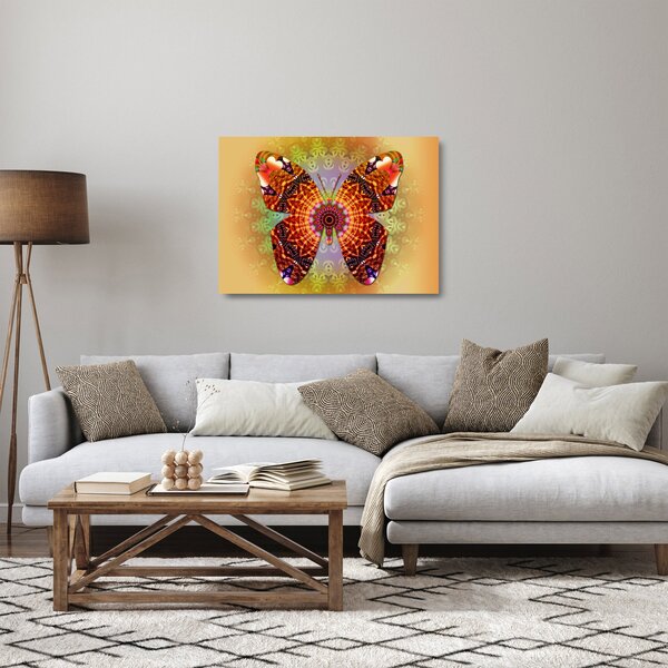Sklenený obraz - Etno motýľ (70x50 cm)