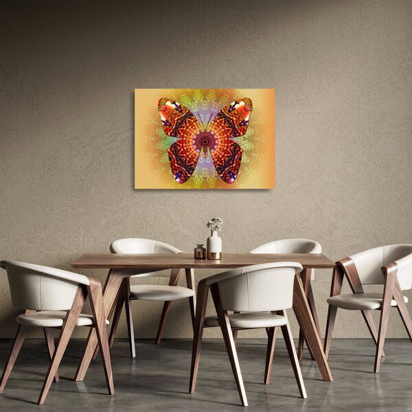 Sklenený obraz - Etno motýľ (70x50 cm)