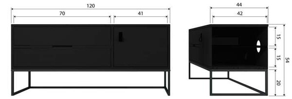 MUZZA TV skrinka Silas 120 x 44 cm čierna