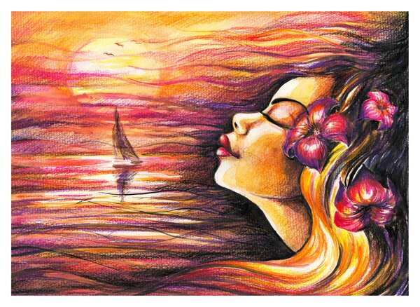 Sklenený obraz - Spomienky na leto (70x50 cm)