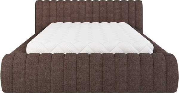 Hnedá čalúnená dvojlôžková posteľ s úložným priestorom s roštom 140x200 cm Carilla – ELTAP