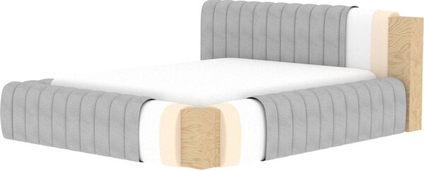 Béžová čalúnená dvojlôžková posteľ s úložným priestorom s roštom 160x200 cm Carilla – ELTAP