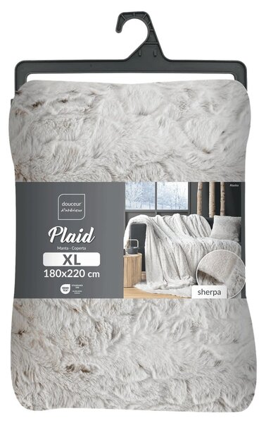 Sivobéžová deka z umelej kožušiny 180x220 cm Alaska – douceur d'intérieur