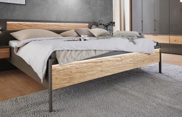 POSTEĽ S NOČNÝMI STOLÍKMI, 180/200 cm, farba duba, bridlicová Dieter Knoll - Postele