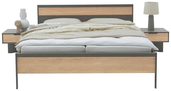 POSTEĽ S NOČNÝMI STOLÍKMI, 180/200 cm, farba duba, bridlicová Dieter Knoll - Postele